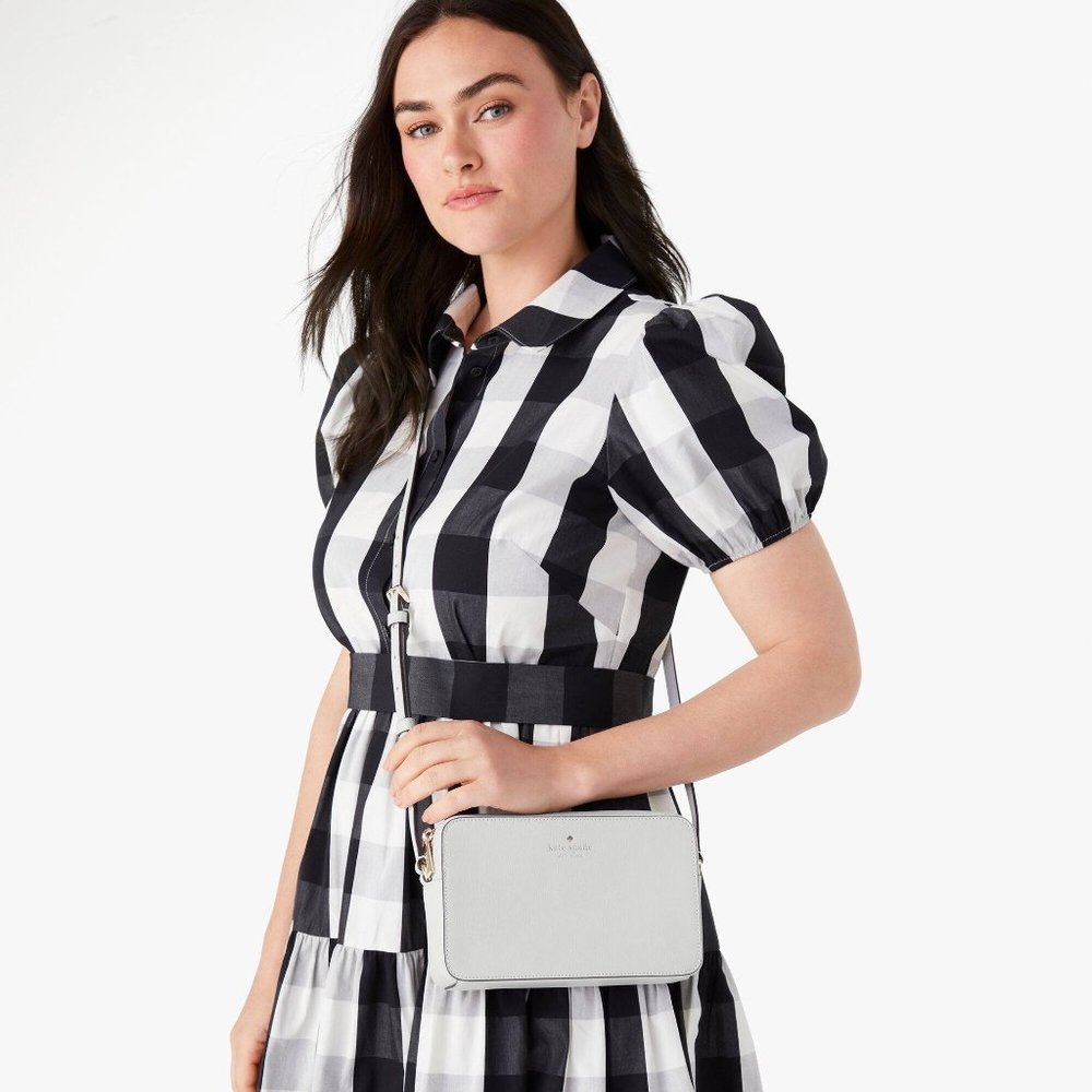 New Kate Spade Sienna Crossbody bag Leather Platinum Grey - Picture 3 of 5